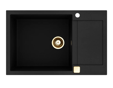 Lavabo Saturn 790 Køkkenvask 78x50cm med afsætningsbakke m/PVD messing strainer, Nedfældning